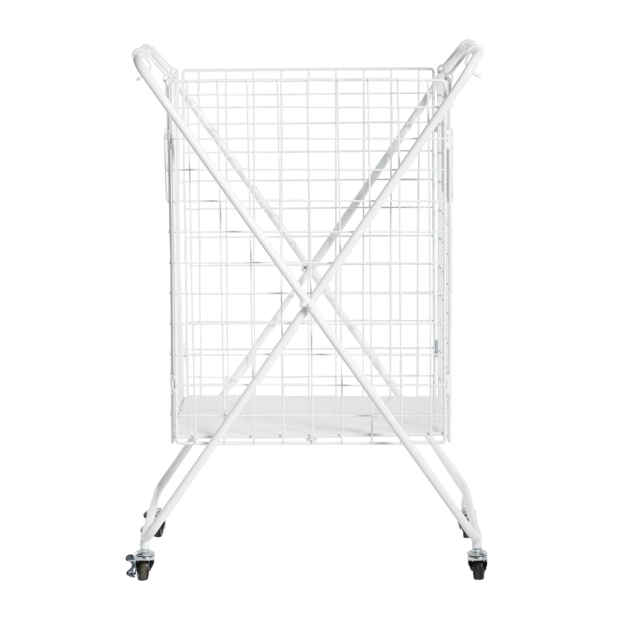 White Metal Farmhouse Storage Basket